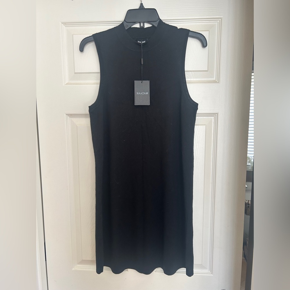 NAADAM Classic Black silk and cashmere shift dress